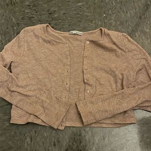ZARA, size USA Large, tan/pinkish cardigan or to be buttoned (all intact).
